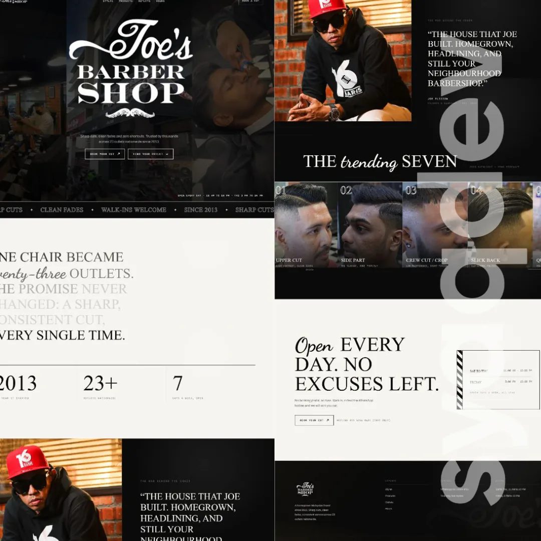 Joe's Barbershop culture-led website design concept