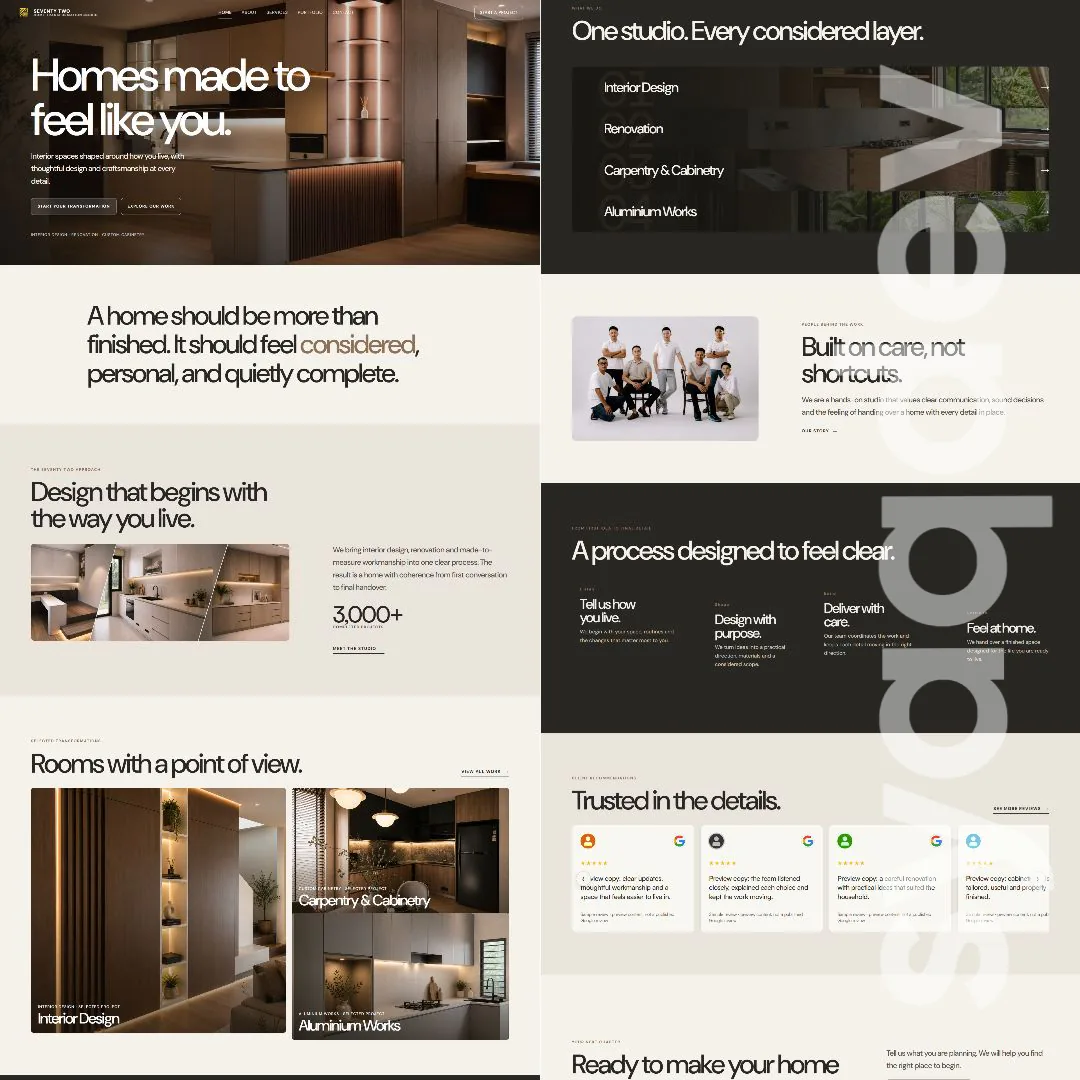 Seventy Two Co interior design and renovation website concept